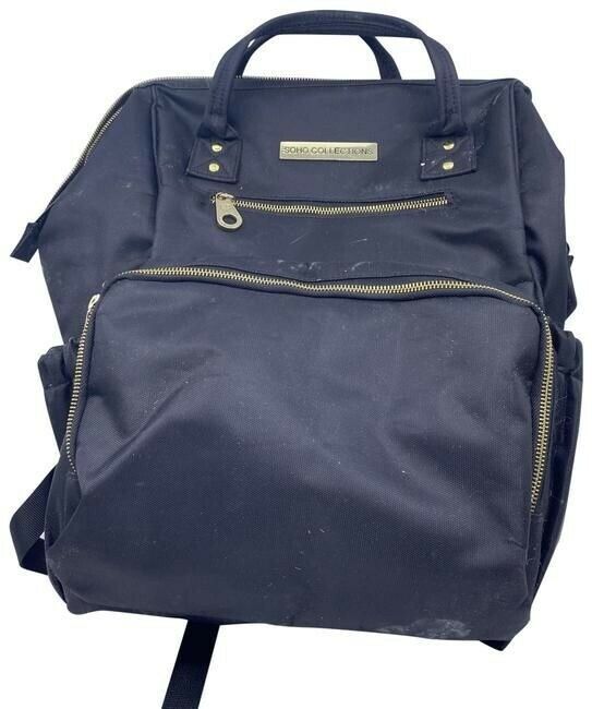 Multi Pocket Black Fabric Backpack