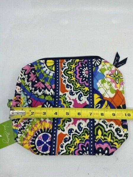 vera bradley yellow green blue quilted fabric cosmetic bag