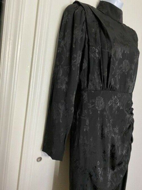 nicole miller black w new ls w slit mid length formal dress