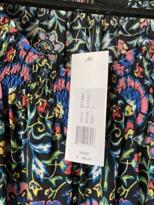 Nicole Miller Black Blue Green Small Msrp Blouse