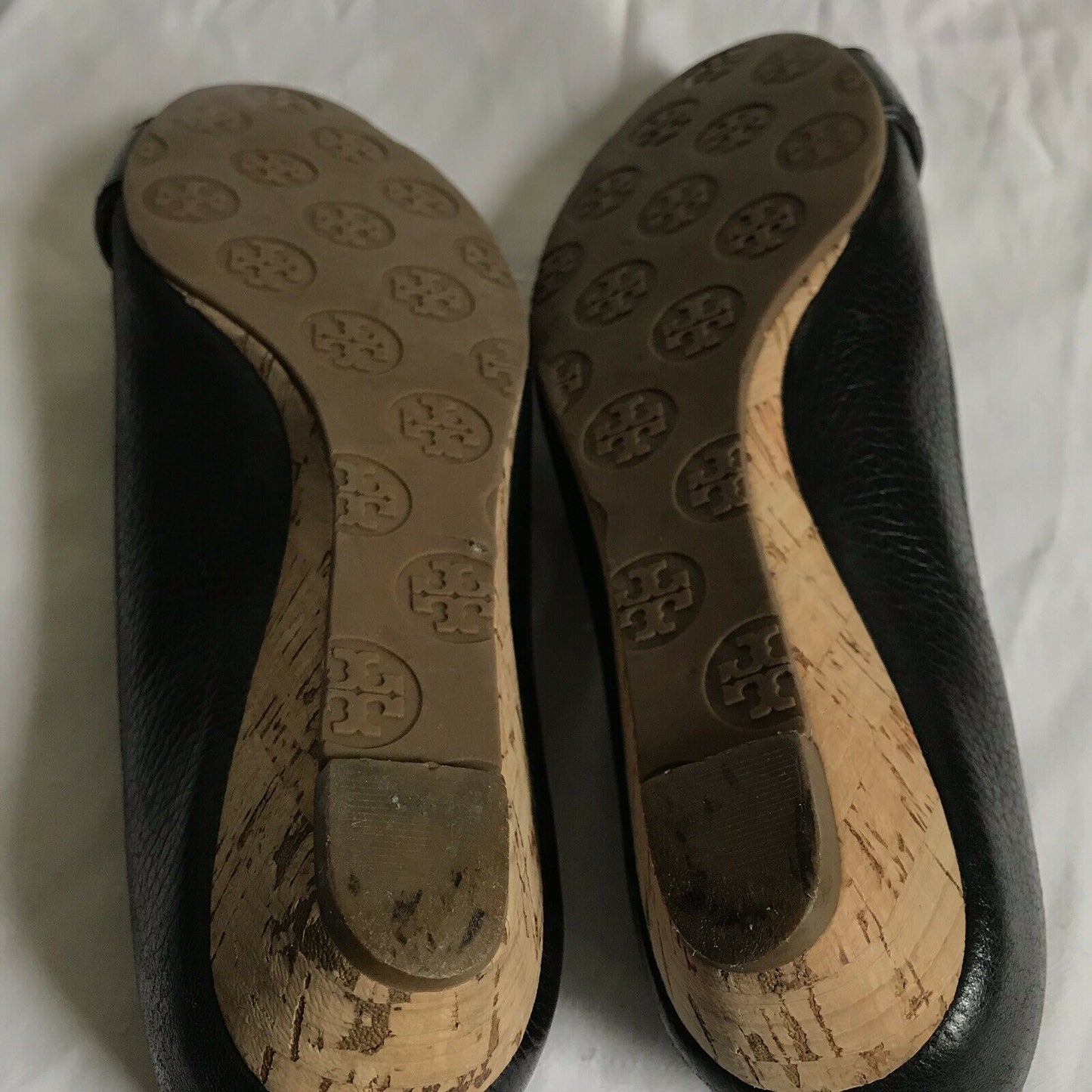 TORY BURCH Black Peep Toe Wedge Sz 8