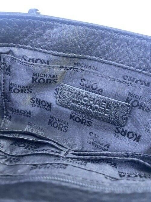 Michael Kors Flap Fulton Chain Shoulder Purse Blueblack Leather Cross Body Bag