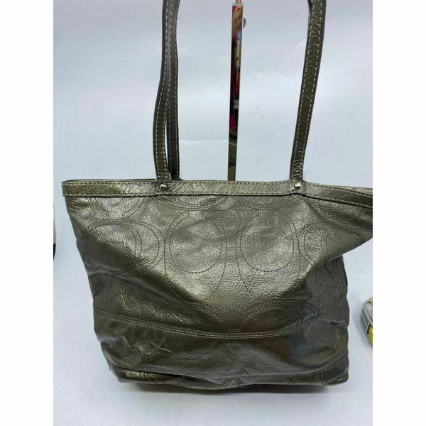 COACH Large Patent Leather Silver Gold Shoulder Bag
