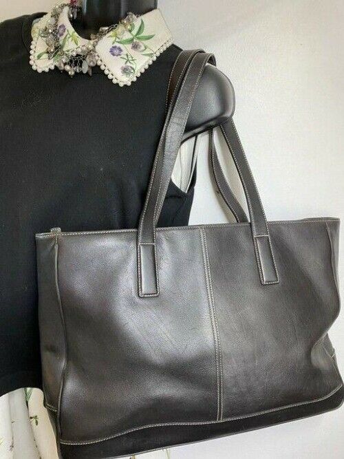 coach bag xl vintage black leather tote
