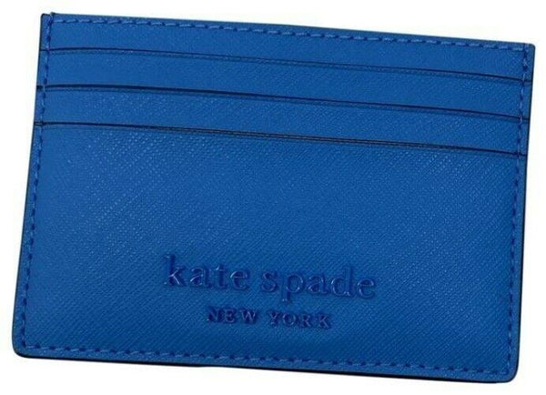 kate spade blue slim leather cardholder wallet