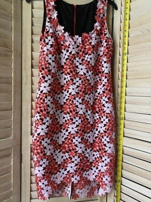 Nicole Miller multicolor new laser cut on black contrast msrp short formal dress