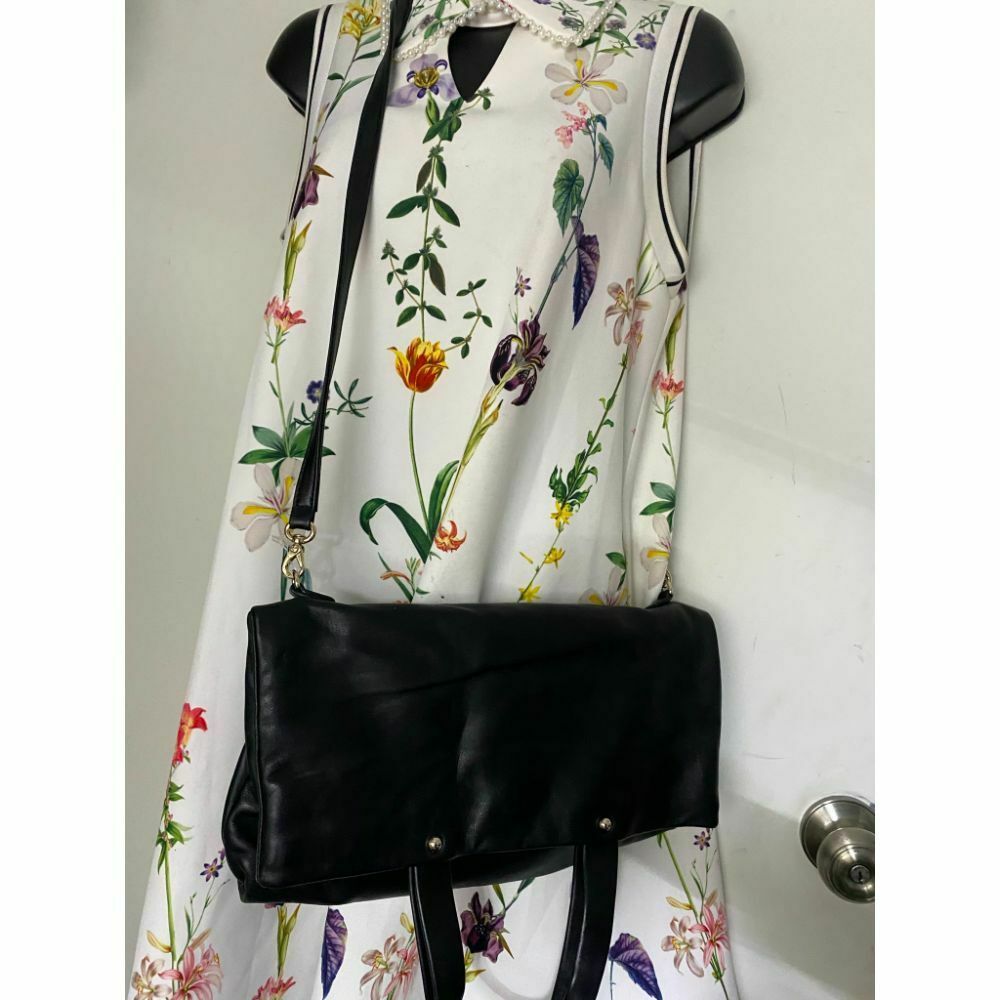 KATE SPADE Black Leather Fold Over Handbag/ Crossbody