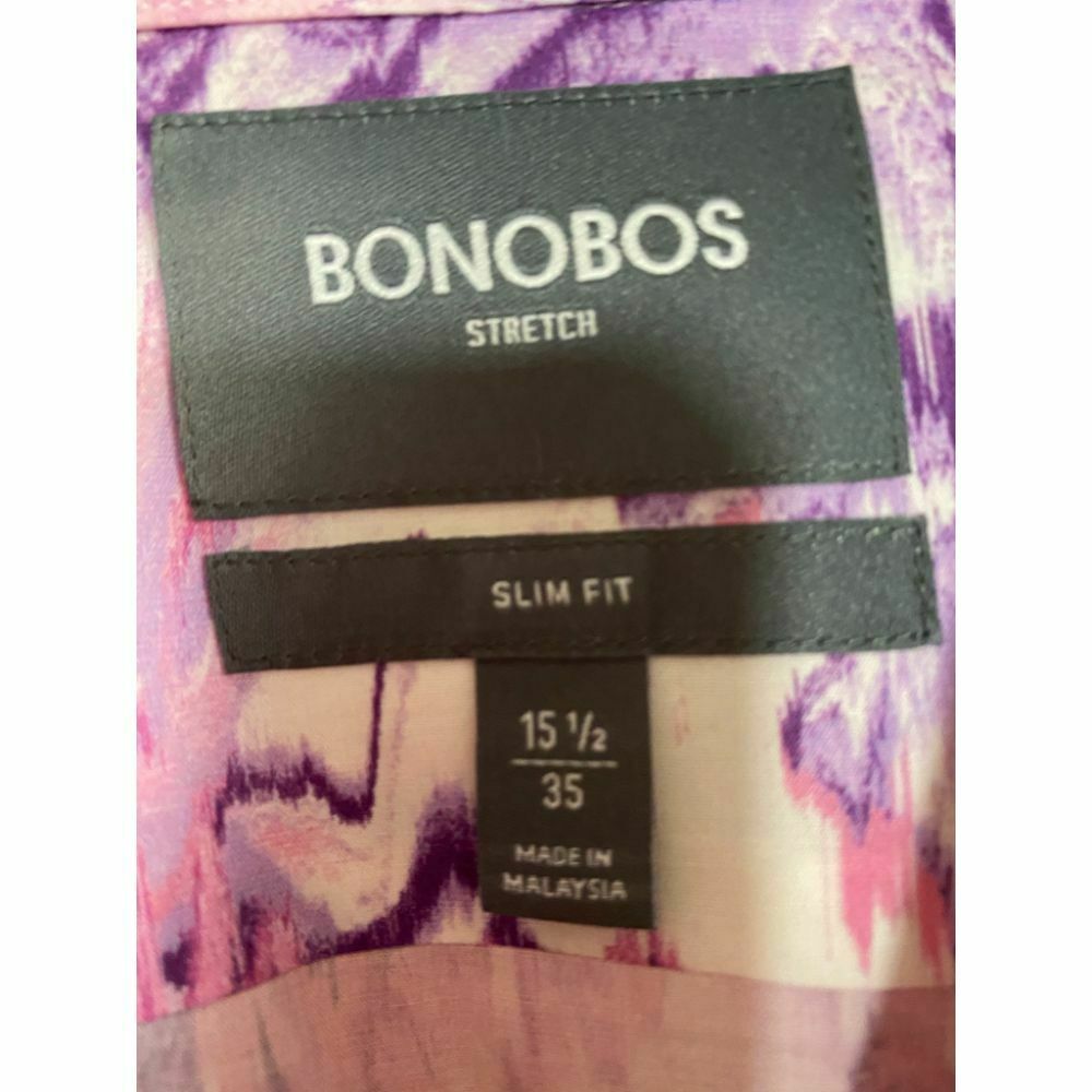 BONOBOS Pink Purple Printed Long Sleeve Button Down Shirt Size 15.5