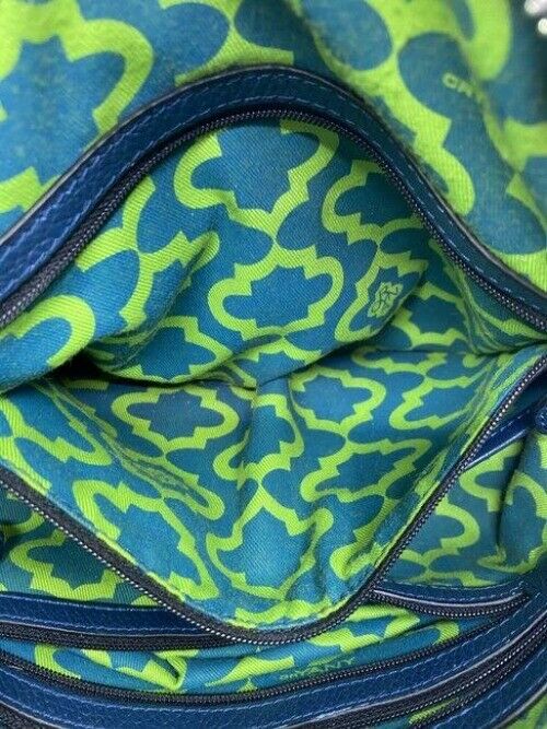 oryany in need of tlc blue leather tote