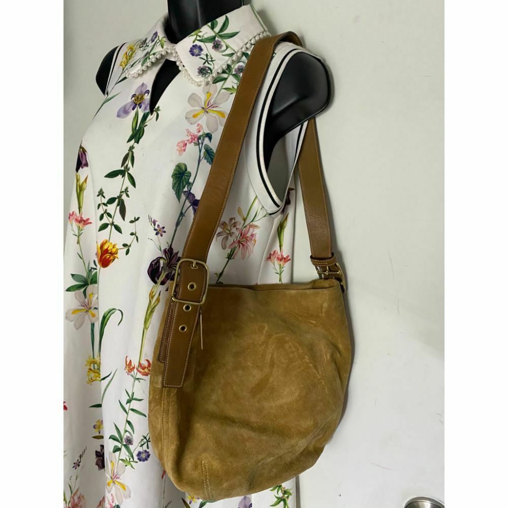 Coach Women's Brown Suede Leather Shoulder Bag