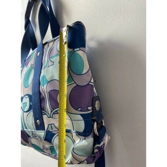 COACH Large Blue White Purple Jacquard Fabric Tote Bag