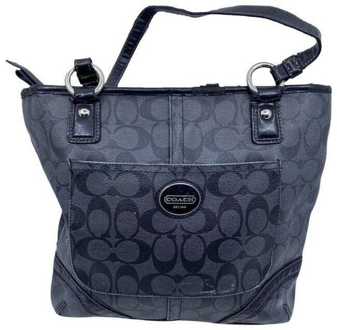 Coach Classic Black Coated Canvas Shoulder Bag