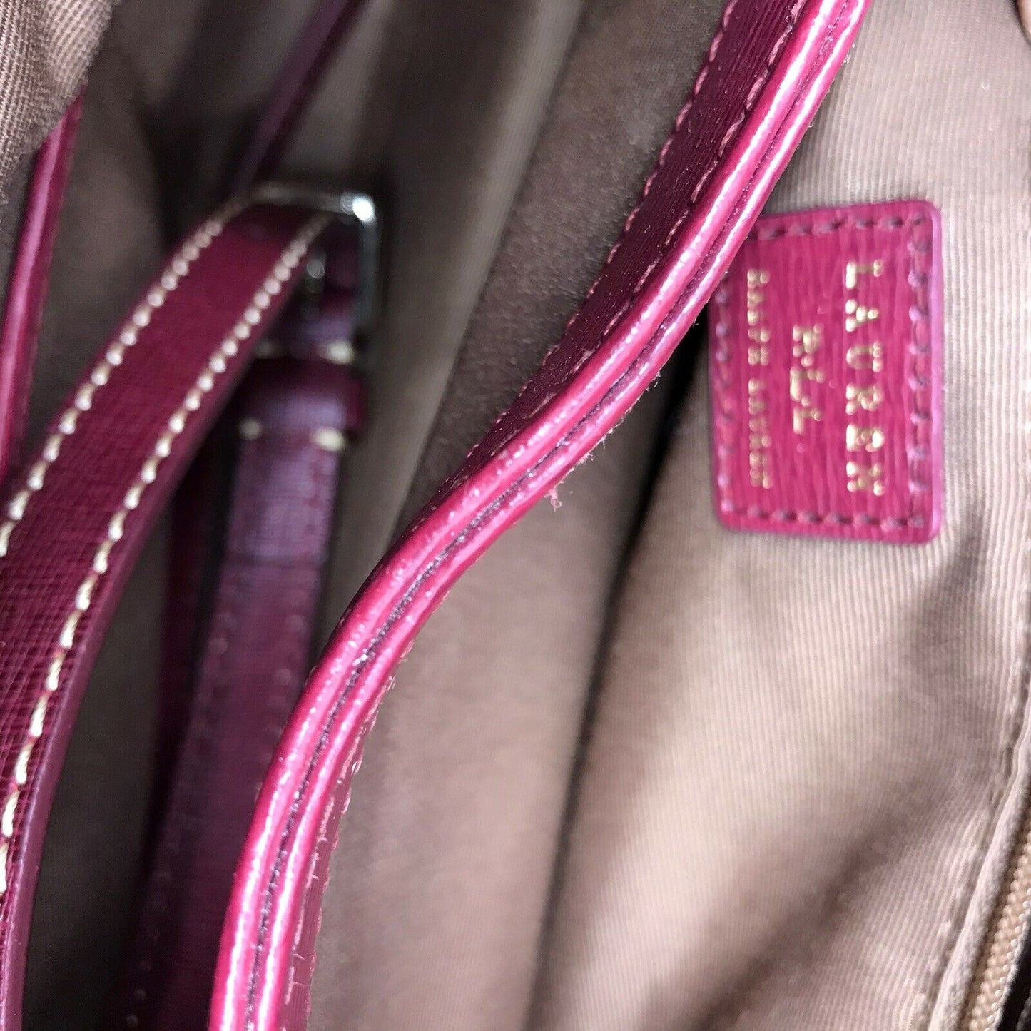 RALPH LAUREN Medium Brown Leather Logo Tote