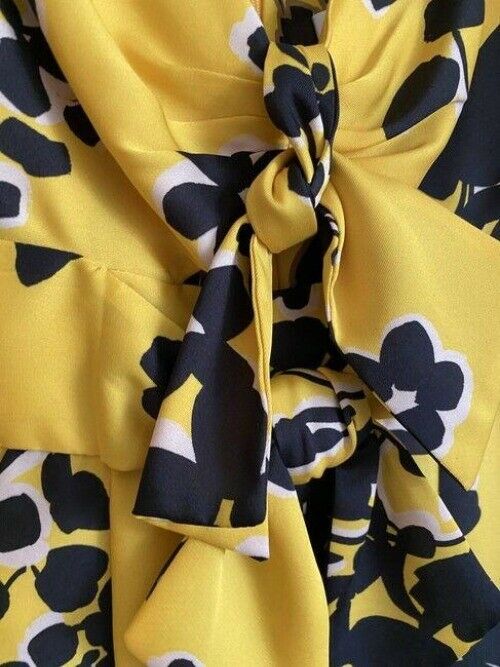 Milly yellow black white new floral print spaghetti strap tank topcami