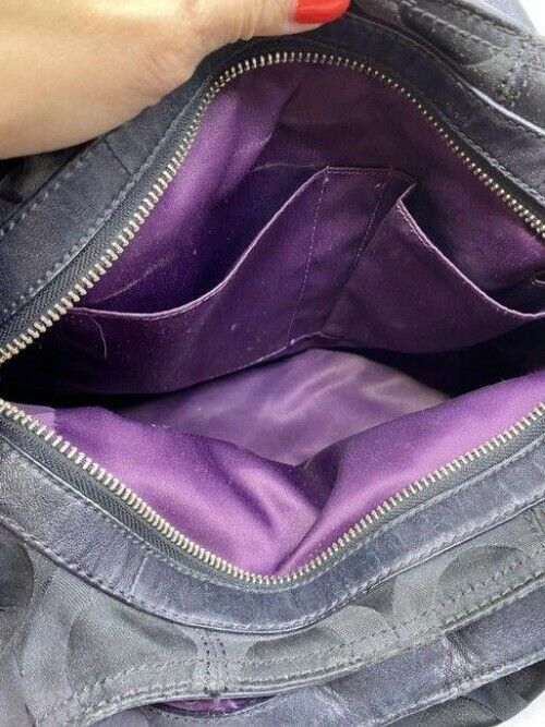 coach medium material black fabric shoulder bag
