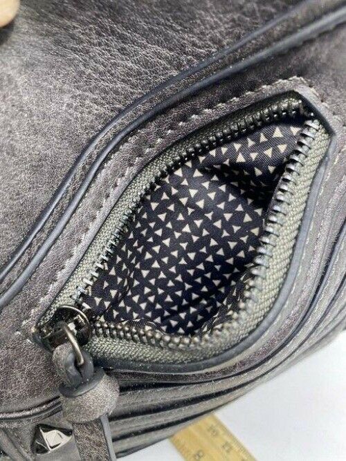 mms design studio zipper gray leather cross body bag