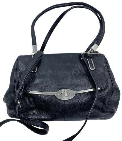 coach large black leather cross body bag