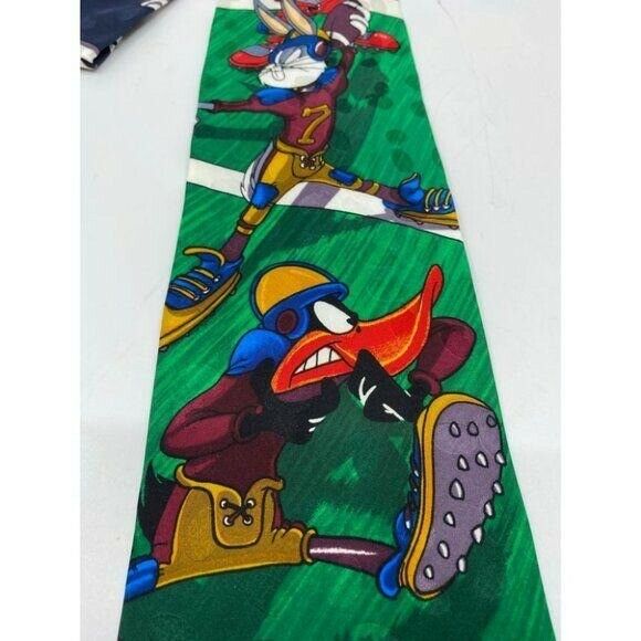 NWOT Looney Tunes Neck Tie Blue Green White Silk