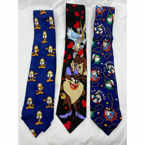 New! Lot of 3 Neck tie Disney, Looney Tunes, Total Msrp 75