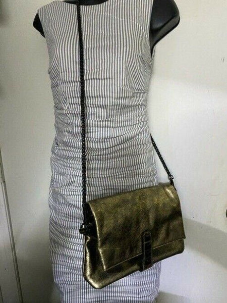 Nicole Miller Nwot Msrp Gold Leather Cross Body Bag