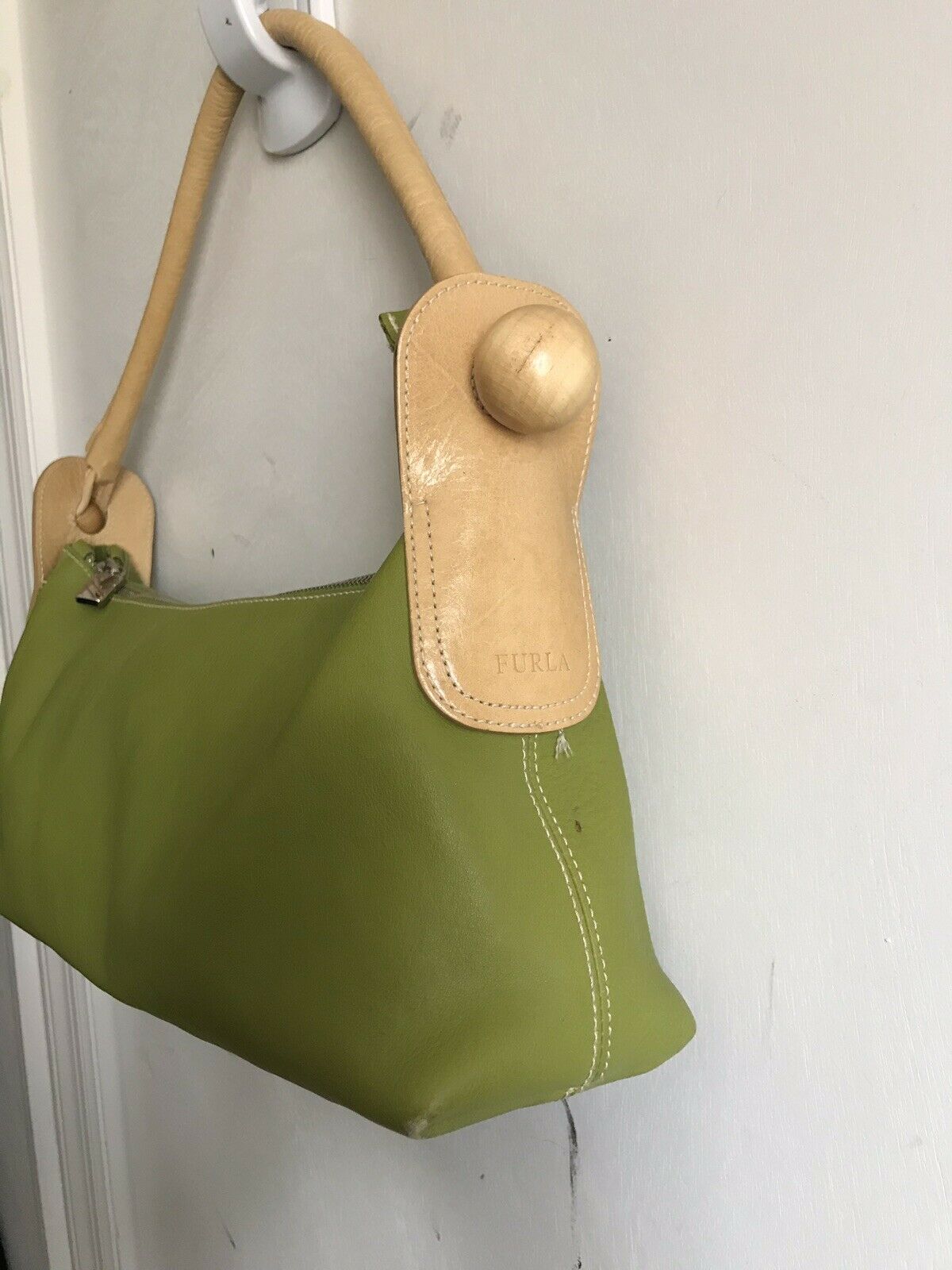 Furla Medium Green Leather Shoulder Bag