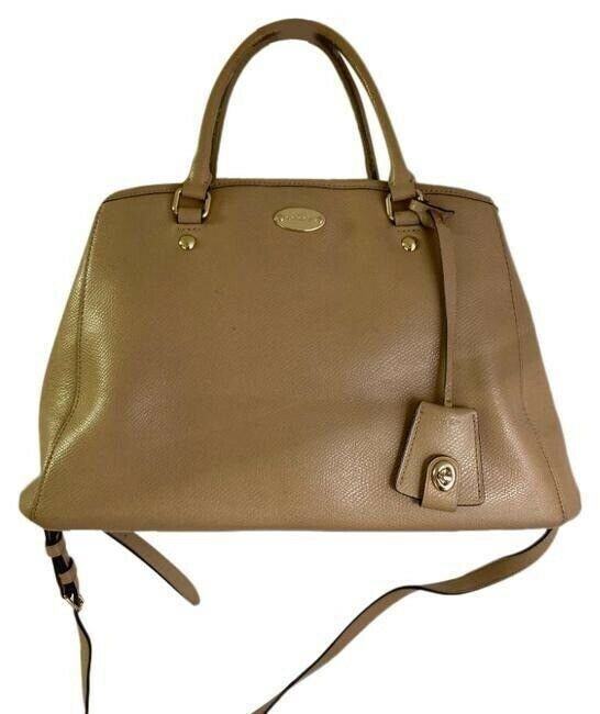 coach medium w adjustable strap tan leather cross body bag