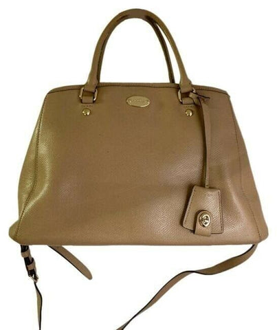 coach medium w adjustable strap tan leather cross body bag