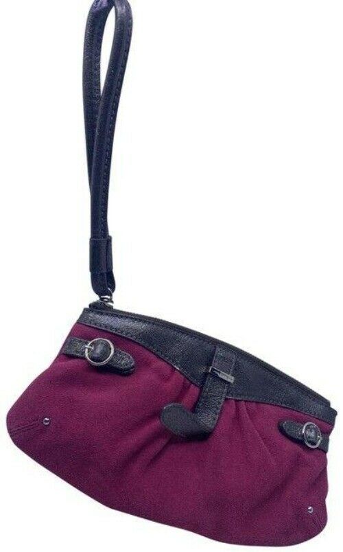 Via Spiga Womens Zipper Wrist Pouch Purse Pink Leather Wristlet