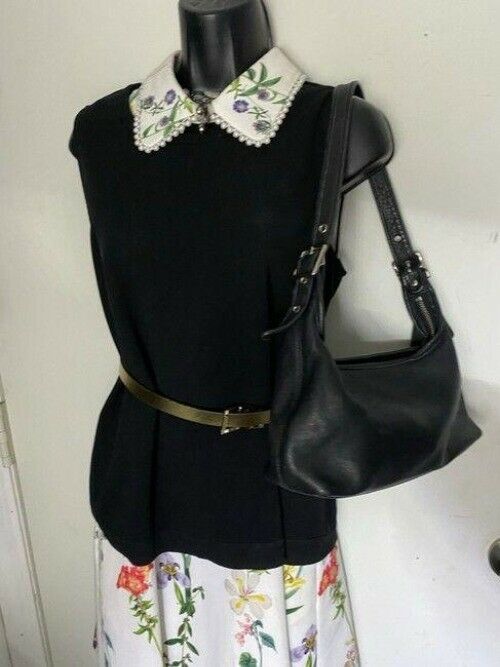 coach vintage small black leather shoulder bag