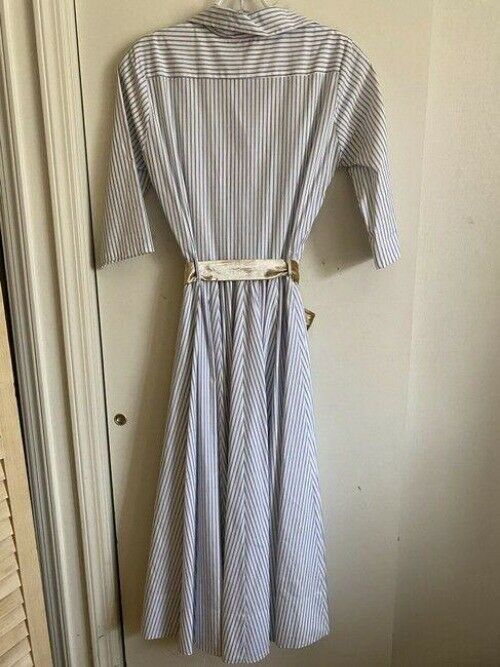 Kate Spade Blue White Nwot Collared Stripe Small Long Casual Maxi Dress
