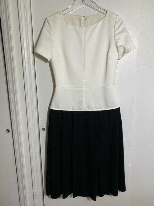 carolina herrera white black new sample mid length cocktail dress
