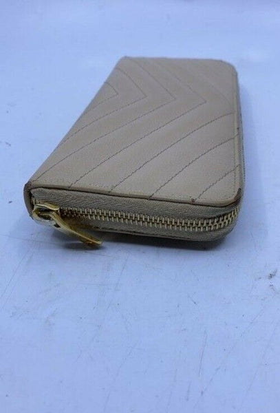 Saint Laurent Beige Monogram Zip Around Wallet