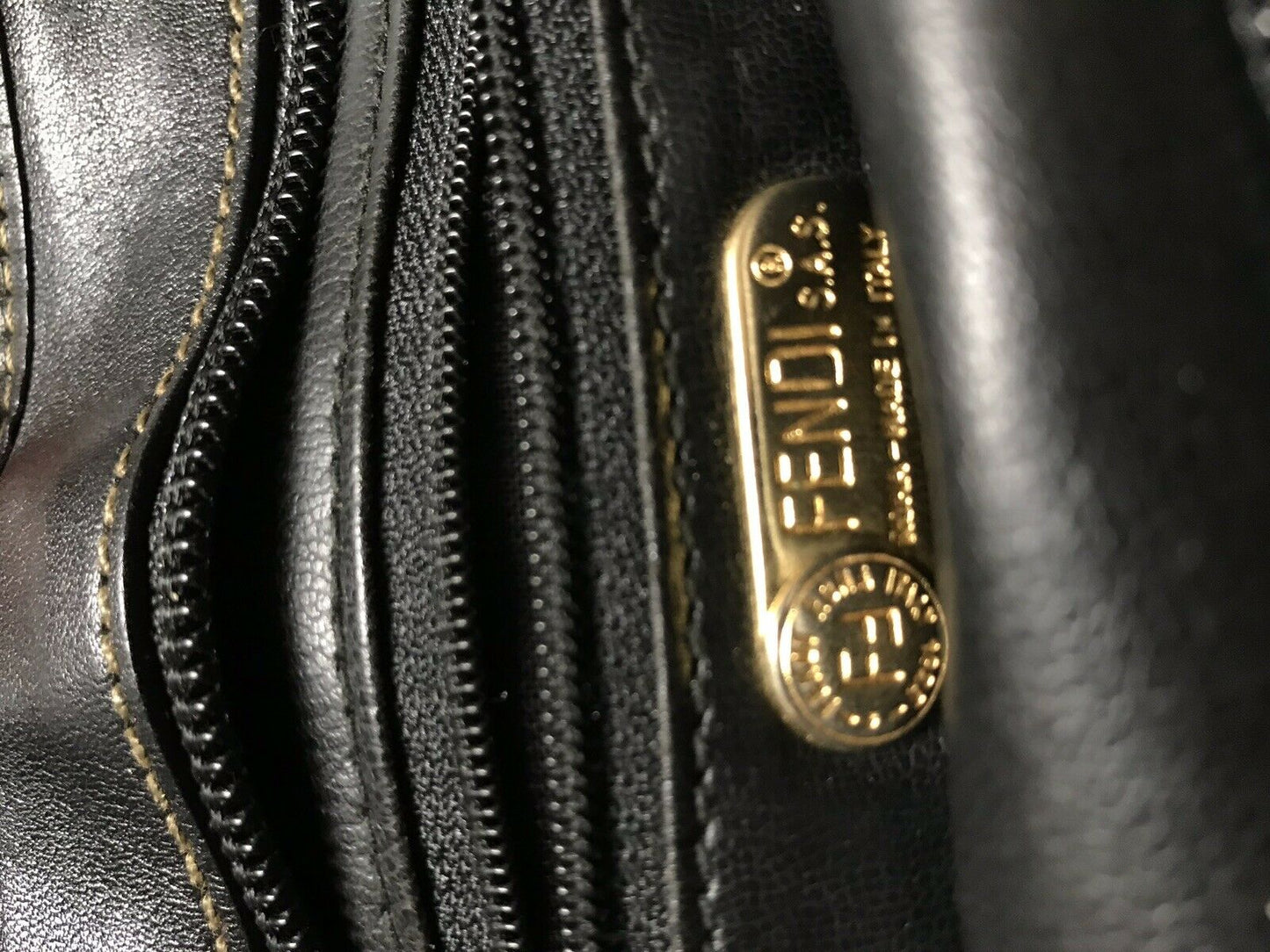 FENDI Vintage Large Leather Monogram Crossbody