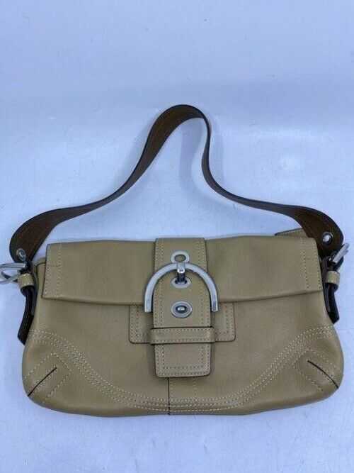 coach mini purse tan leather hobo bag