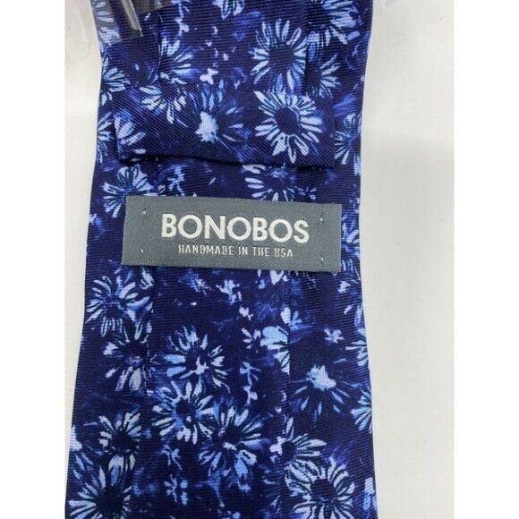 New! BONOBOS Navy White Premium Neck Tie Handmade