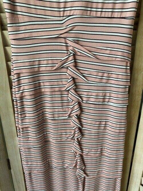 Nicole Miller pink white w new stripe w ruffle detail msrp small long casual max
