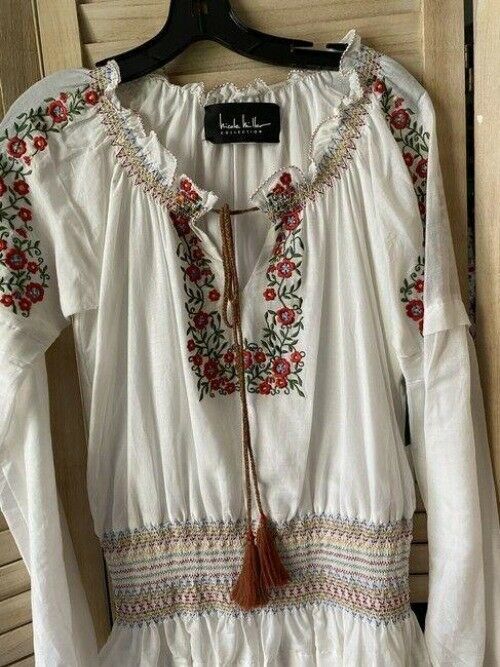 Nicole Miller white new embroidery msrp short formal dress