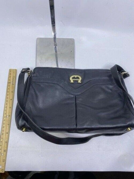 Etienne Aigner Vintage Classic Black Leather Shoulder Bag