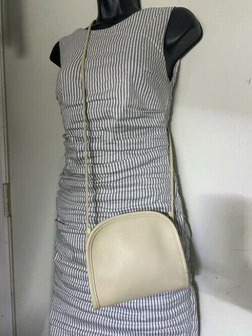 coach vintage small beige leather cross body bag