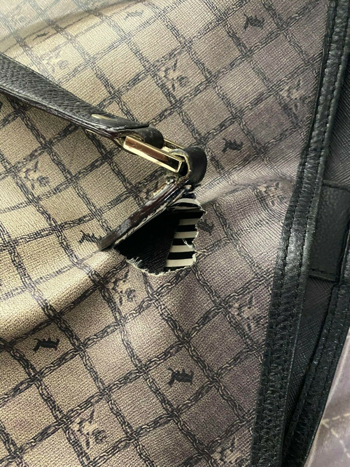 lamb shopping xl l black tan coated canvas tote