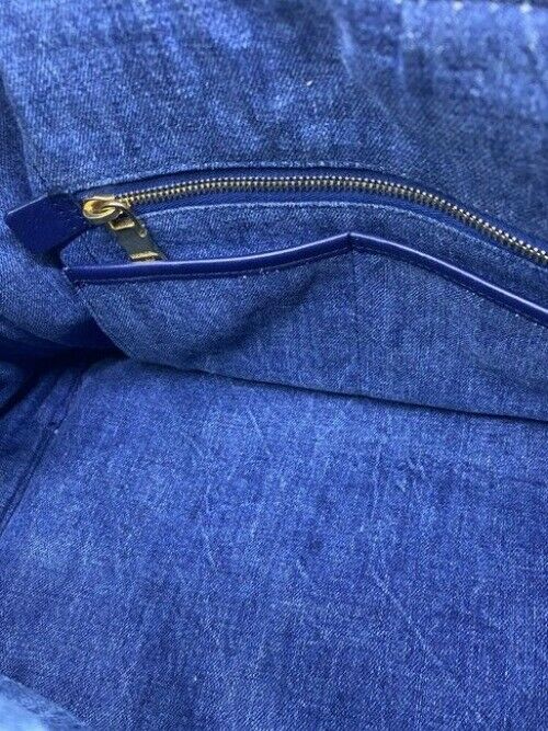 Prada Canapa Shoppers Tote Blue Denim Shoulder Bag