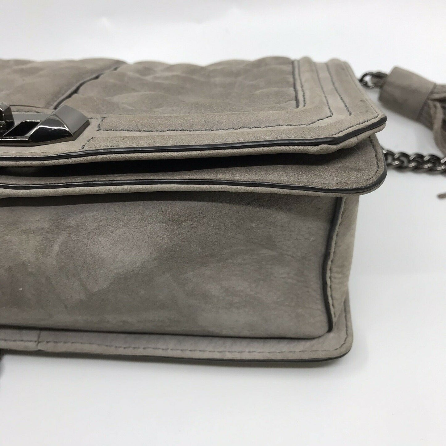 REBECCA MINKOFF Grey Suede Crossbody Chevron bag
