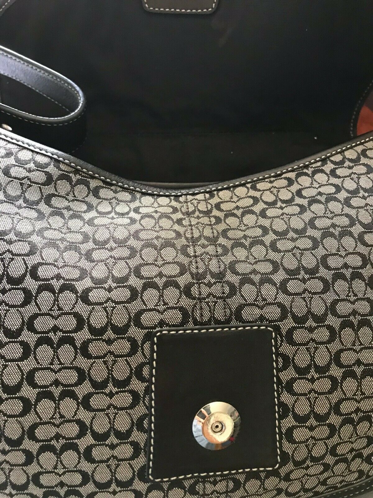 Coach Black Fabric Signature hand bag