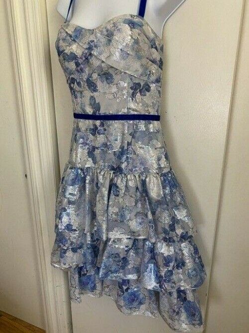 marchesa blue white nwot notte blue short formal dress