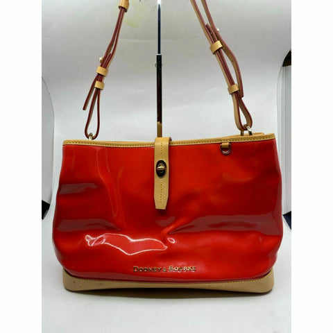 DOONEY & BOURKE Red Tan Large Patent Leather Tote Bag