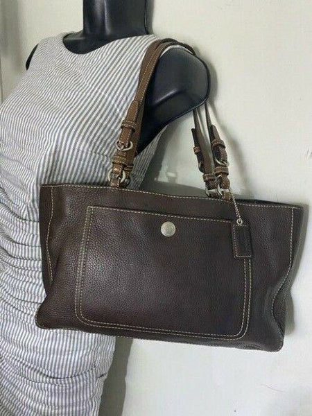 coach medium bag handbag brown leather shoulder bag
