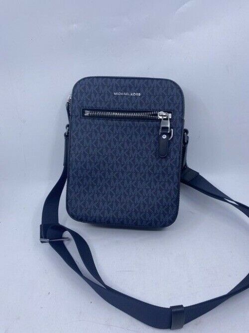 Michael Kors Henry Flight Blue Logo Canvas Cross Body Bag