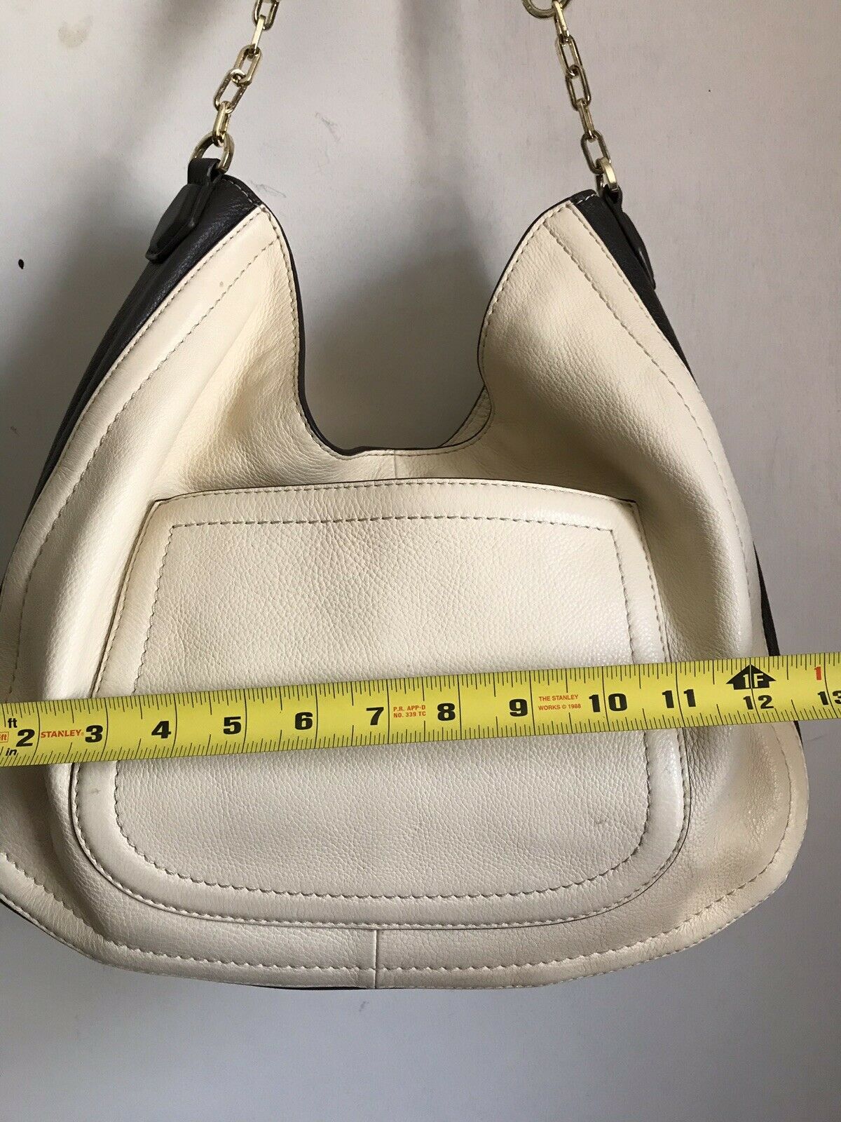 TORY BURCH Grey/ Beige Leather Hobo Bag
