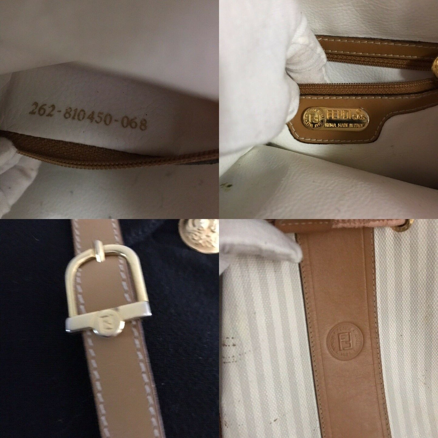 FENDI Vintage White/ Grey Bucket Bag