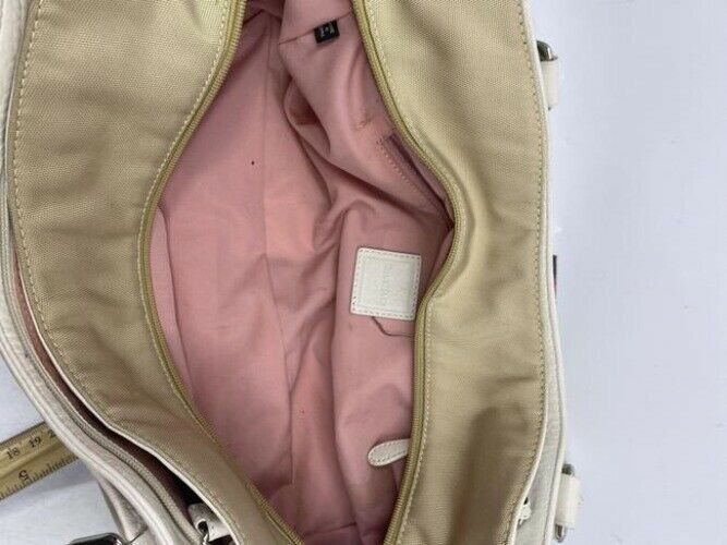Cole Haan Courtney Vintage Roll Collection Beige Canvas Shoulder Bag